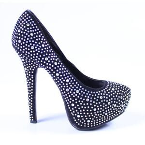 Society 86 Oscar 19 pump high heel 6" rainbow rhinestone black sparkle sz US 7.5